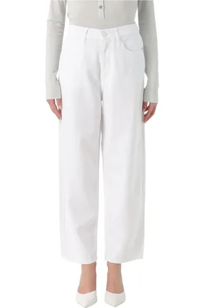Pinko Jeans, Dames, Wit, W28, Katoen, Wijde pijpen jeans met relaxte pasvorm