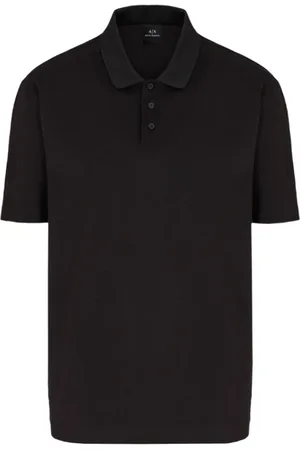 Armani Exchange Tops, Heren, Zwart, L, Katoen, Zwarte katoenen poloshirt met borduurwerk