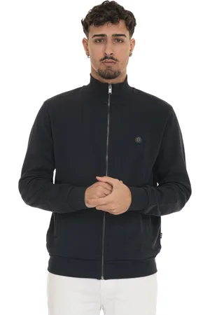HUGO BOSS Sweatshirts & Hoodies, Heren, Blauw, L, Katoen, Sweatshirt met ritssluiting en logo van katoen en polyester