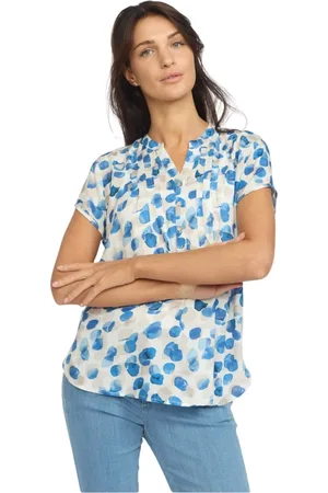 2-Biz Blouses & Shirts, Dames, Veelkleurig, M, Kleurrijke Bloes met V-Hals