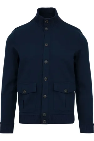 Gran Sasso Truien, Heren, Blauw, S, Katoen, Blauwe Katoenen Trui met Hoge Kraag