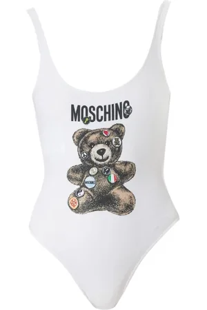 Moschino Badkleding, Dames, Wit, XS, Polyester, Adrian Grafische Print Wit Badpak