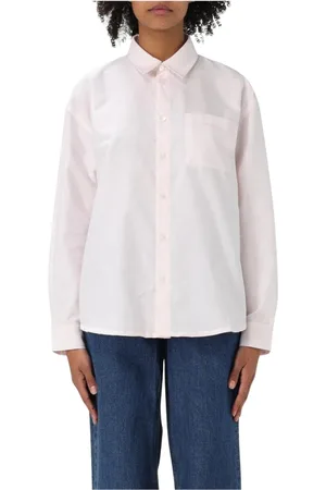 A.P.C. Blouses & Shirts, Dames, Roze, S, Katoen, Roze Oversized Poplin Shirt