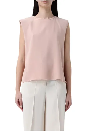 LIVIANA CONTI Tops, Dames, Roze, M, Roze Mouwloze Top Elegante Stijl