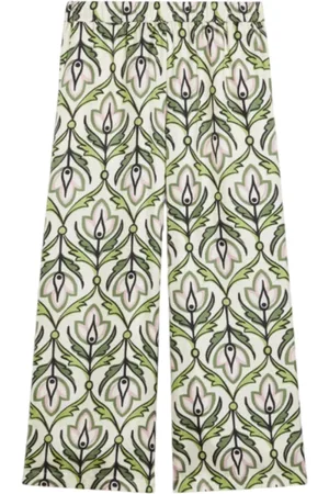 Max Mara Broeken, Dames, Groen, S, Zijden Bedrukte Cropped Broek Groen