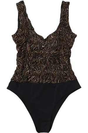 Nanushka Tops, Heren, Bruin, M, Bruine Zebra Print Mesh Top