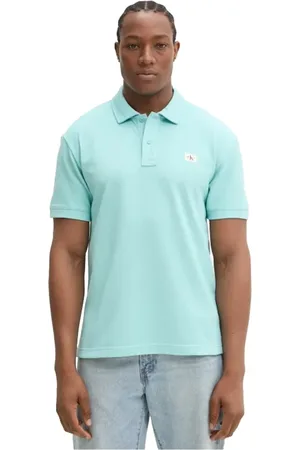 Calvin Klein Tops, Heren, Blauw, 2Xl, Katoen, Blauw Polo Shirt met Patch Logo