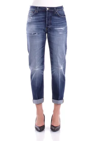 Dondup Jeans, Dames, Blauw, W27, Denim, Denim Jeans met Distressed Details