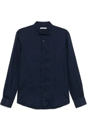 D.A. Daniele Alessandrini Overhemden, Heren, Blauw, L, Navy Blauw Hemd met Knopen