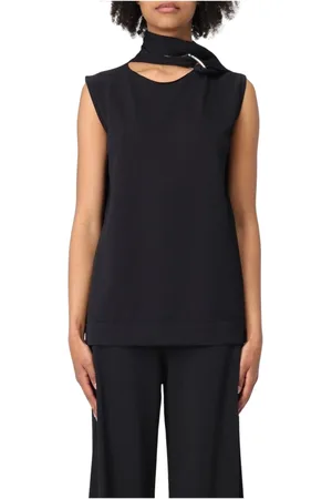 LIVIANA CONTI Tops, Dames, Zwart, XL, Witte Keyhole Neck Top