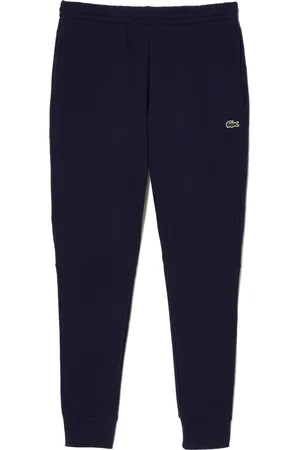 Lacoste Broeken, Heren, Blauw, M, Katoen, Slim Fit Broek met Logo Borduursel