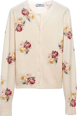 Prada Truien, Dames, Veelkleurig, S, Stijlvolle Gebreide Cardigan Sweater