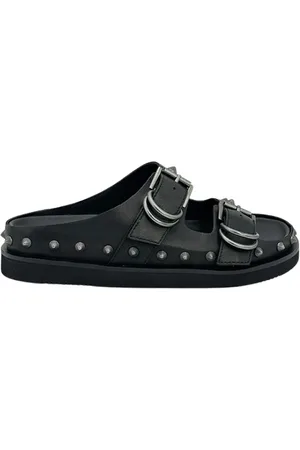Ash Schoenen, Dames, Zwart, 38 EU, Zwarte Leren Studs Sandalen