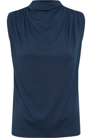 My Essential Wardrobe Tops, Dames, Blauw, XS, Gedrapeerde Top Donker Saffierblauw