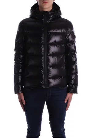FAY Jassen, Heren, Zwart, 2Xl, Zwarte Hooded Jas met Dubbele Rits