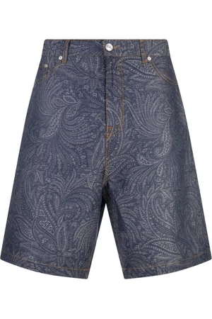 Etro Korte broeken, Heren, Blauw, W32, Katoen, Blauwe Linnen Katoenen Broek
