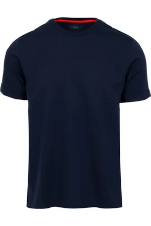 FAY Tops, Heren, Blauw, M, Katoen, Blauw Katoen Ronde Hals Korte Mouw