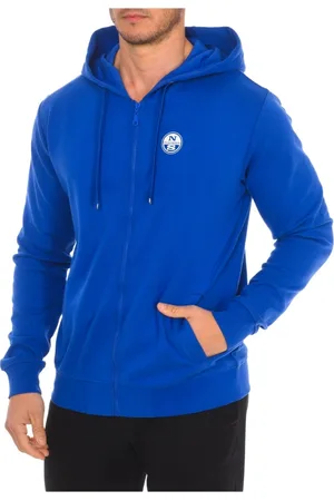 North Sails Sweatshirts & Hoodies, Heren, Blauw, M, Katoen, Hoodie met rits en merkprint