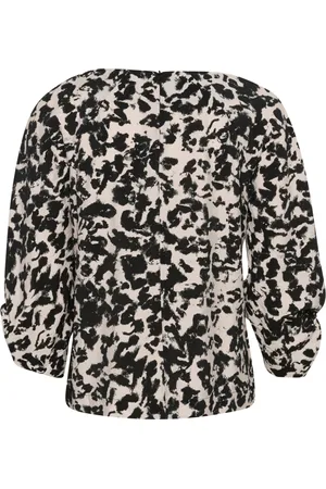 INWEAR Blouses & Shirts, Dames, Zwart, XL, Artistic Shadow Abstracte Blouse