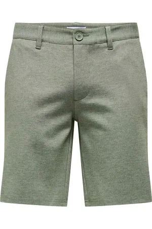 Only & Sons Korte broeken, Heren, Groen, S, Melange Shorts in Olijfkleur