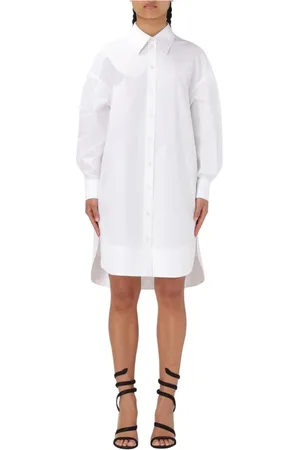 Alexander McQueen Kleedjes, Dames, Wit, 2Xs, Katoen, Witte Poplin Overhemdjurk