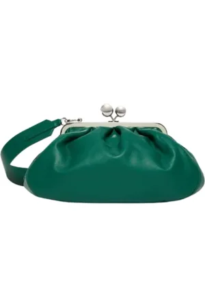Max Mara Tassen, Dames, Groen, ONE Size, Leer, Cubico Basilico Leren Clutch Tas