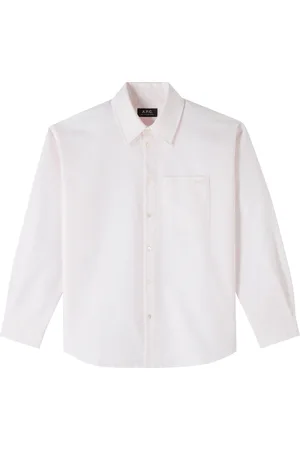 A.P.C. Blouses & Shirts, Dames, Wit, S, Katoen, Geborduurde Boyfriend Overhemd