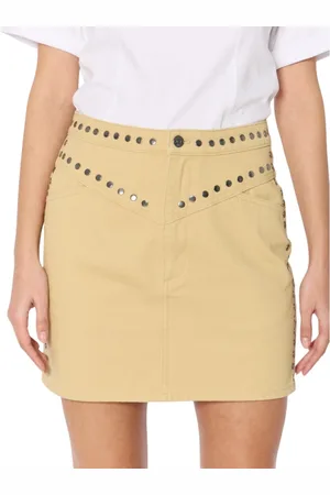 Berenice Rokken, Dames, Geel, S, Denim, Jessy Mini rechte beige denim rok