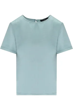 Max Mara Tops, Dames, Blauw, S, Lyocell T-shirt Amburgo Anice