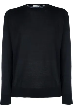 Paolo Pecora Truien, Heren, Zwart, M, Katoen, Zwarte Crewneck Sweater Stijlvol