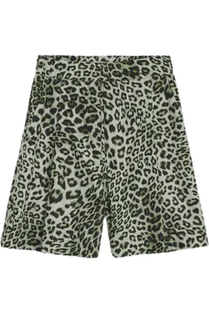 A PAPER KID Korte broeken, Heren, Groen, S, Katoen, Animal Print Bermuda Shorts
