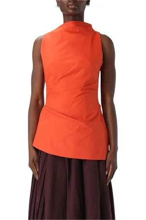 Alexander McQueen Tops, Dames, Oranje, M, Rode Stijlvolle Mouwloze Top