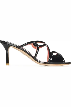 Giambattista Valli Schoenen, Dames, Zwart, 37 EU, Leer, Zwarte Geweven Strap Sandalen Stiletto Hak