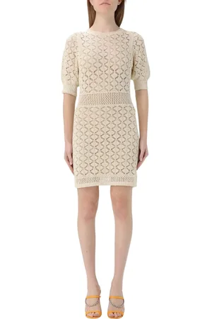 Twin-Set Kleedjes, Dames, Wit, S, Jurk met Geometrisch Patroon
