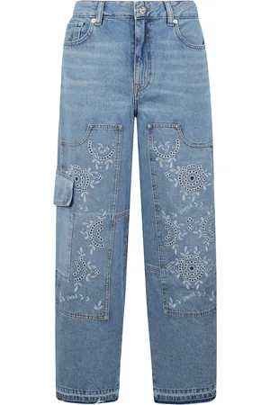 Ganni Jeans, Dames, Blauw, W27, Denim, Denim Carpenter Jeans met geborduurde details