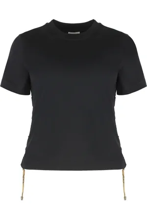 Burberry Tops, Dames, Zwart, XS, Katoen, T-shirt met motiefdetails