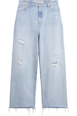 Golden Goose Jeans, Dames, Blauw, W28, Denim, Vernietigde Gebleekte Denim Boyfriend Jeans