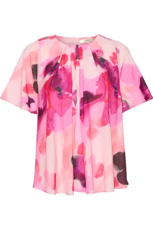 INWEAR Blouses & Shirts, Dames, Veelkleurig, XL, Katoen, Roze Waterverf Blouse