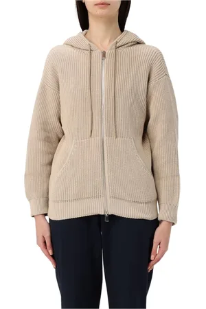 add Sweatshirts & Hoodies, Dames, , M, Katoen, Crème Zip Up Hoodie Sweater
