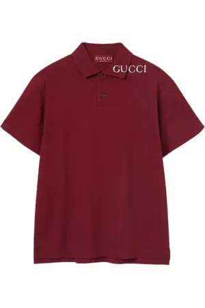 Gucci Tops, Heren, Rood, M, Katoen, Rode Polo Shirt met Logo Print