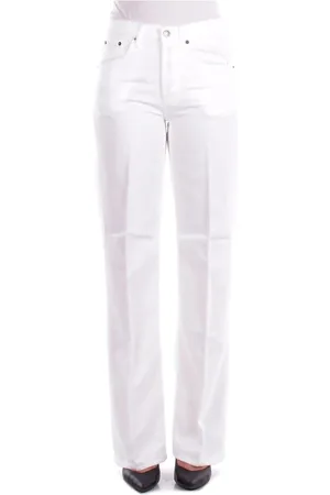 Dondup Broeken, Dames, Wit, W26, Katoen, Witte Broek met Zijlogo