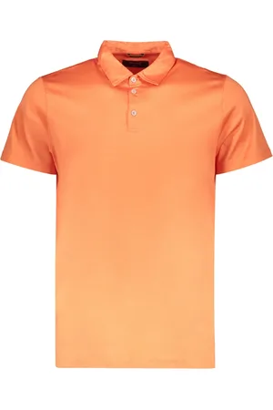MOORER Tops, Heren, Oranje, L, Katoen, Katoenen poloshirt met Nacre-knopen