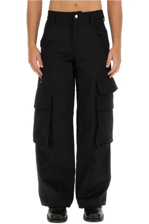 GCDS Broeken, Heren, Zwart, 3Xs, Katoen, Cargo Broek Regular Fit Katoen Elastaan