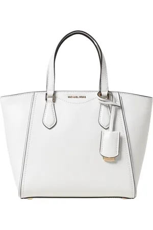 Michael Kors Tassen, Dames, Wit, ONE Size, Leer, Elegante Zwarte Top Zip Tote Tas
