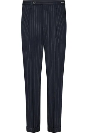 MICHAEL COAL Broeken, Heren, Blauw, W36, Wol, Blauwe Broek met Verlengde Tailleband