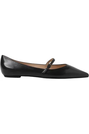 Stuart Weitzman Schoenen, Dames, Zwart, 38 EU, Leer, Zwarte puntige balletflats