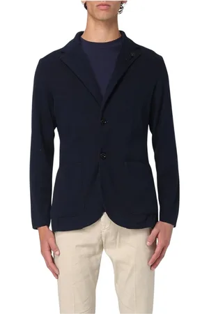 LARDINI Jassen, Heren, Blauw, XL, Navy Gebreid Blazerjasje