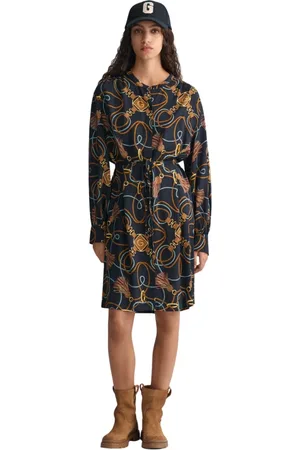 GANT Kleedjes, Dames, Veelkleurig, S, Polyester, Jurk-overhemd