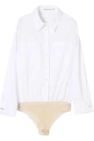 SIMONA CORSELLINI Tops, Dames, Wit, S, Katoen, Elegante witte body met zakken