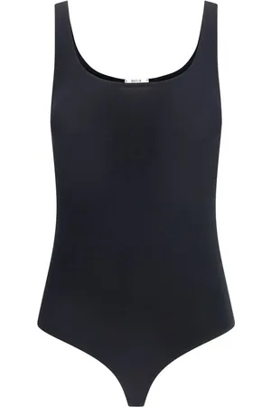 Wolford Tops, Dames, Zwart, M, Katoen, Mouwloze Stretch Body met Ronde Halslijn